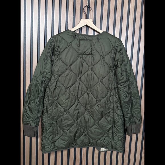 Artizia Parka Jacket Small Wool Nylon Puffer Quilted Sherpa Lined Open Front TNA - Picture 2 of 8